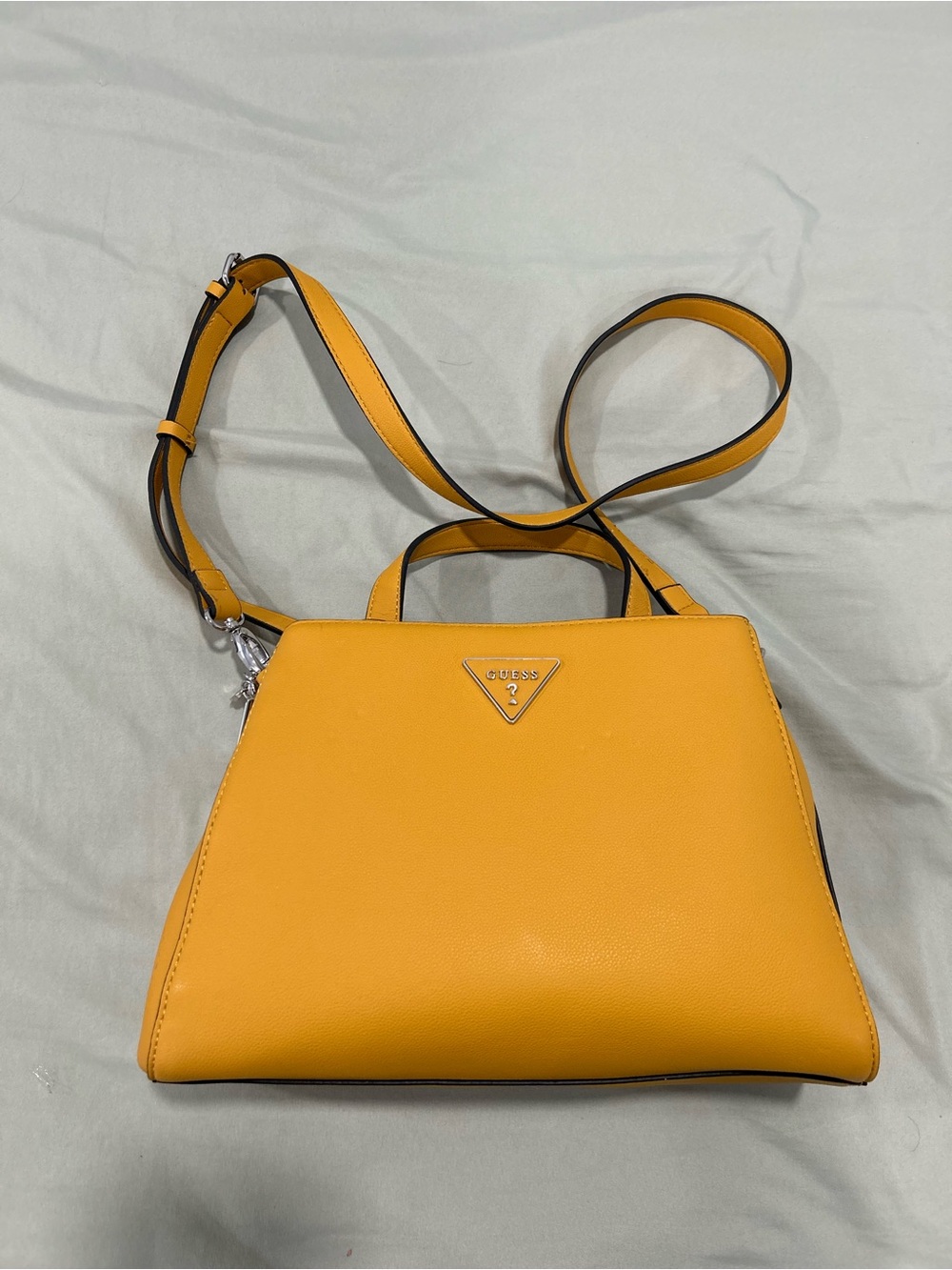 GUESS Yellow Structured Saffiano Crossbody Bag